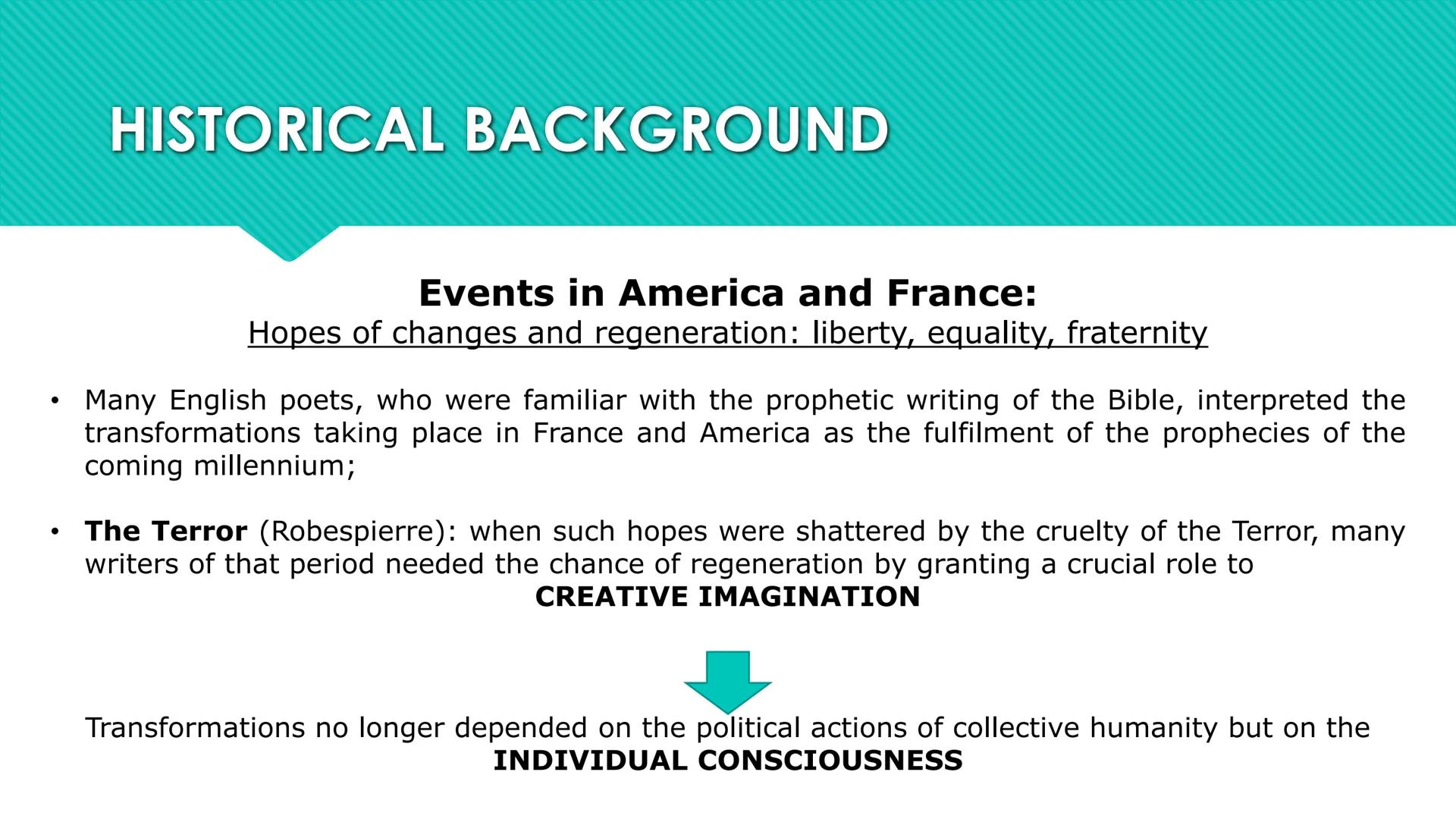ENGLISH ROMANTICISM:
A period of great change and emancipation
●
●
HISTORICAL BACKGROUND
LITERAL BACKGROUND ●
HISTORICAL BACKGROUND
The earl