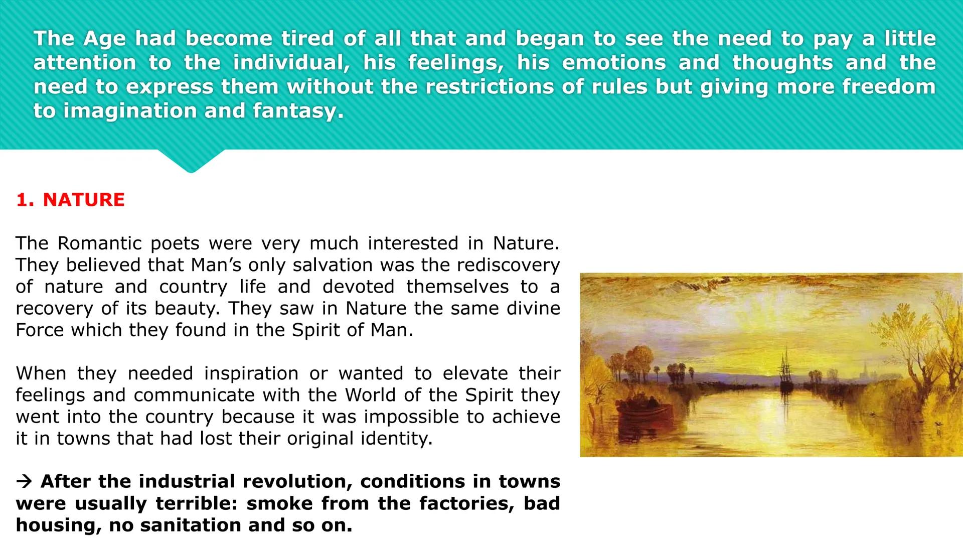 ENGLISH ROMANTICISM:
A period of great change and emancipation
●
●
HISTORICAL BACKGROUND
LITERAL BACKGROUND ●
HISTORICAL BACKGROUND
The earl