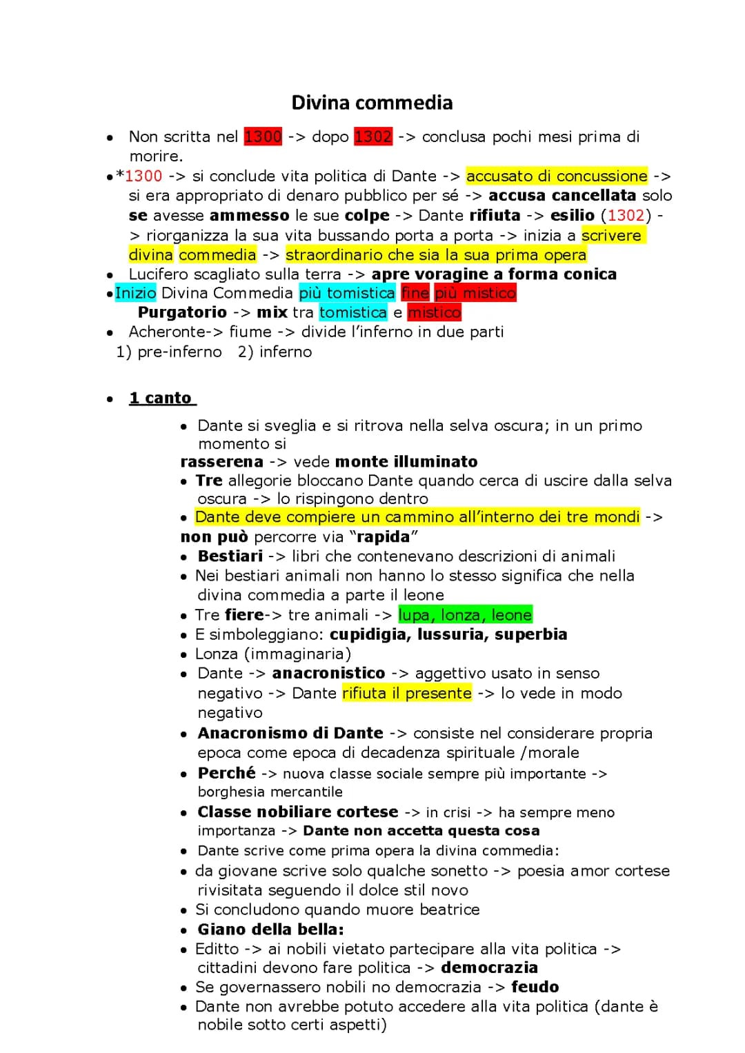 Divina commedia primi 5 canti inferno