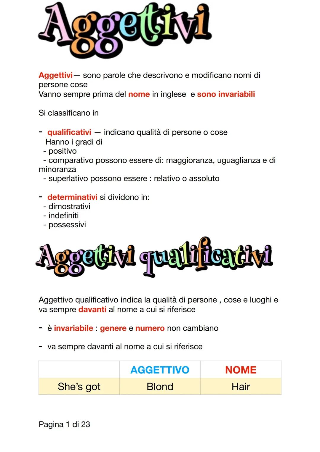 Aggettivi inglese 