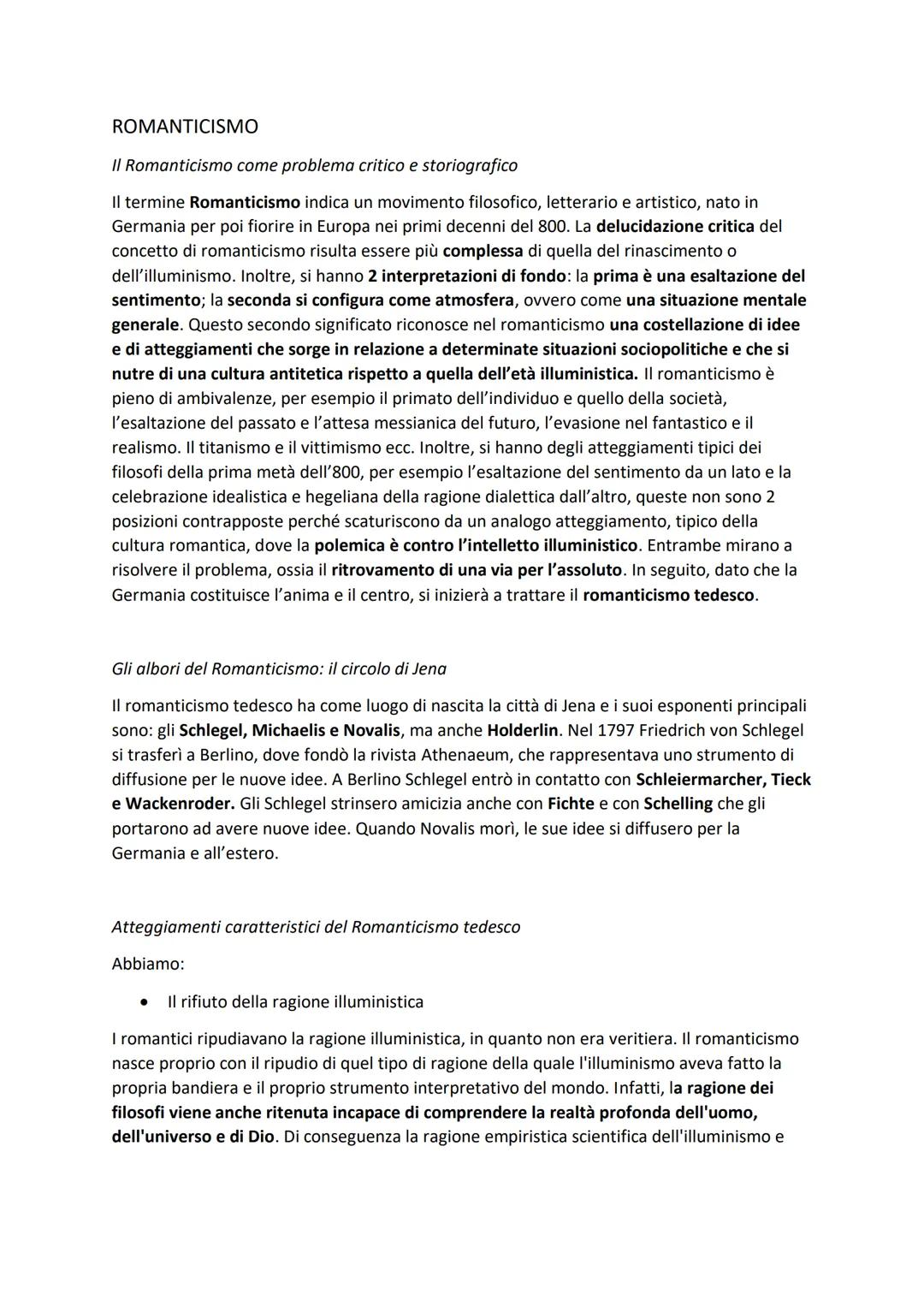 ROMANTICISMO
Il Romanticismo come problema critico e storiografico
Il termine Romanticismo indica un movimento filosofico, letterario e arti