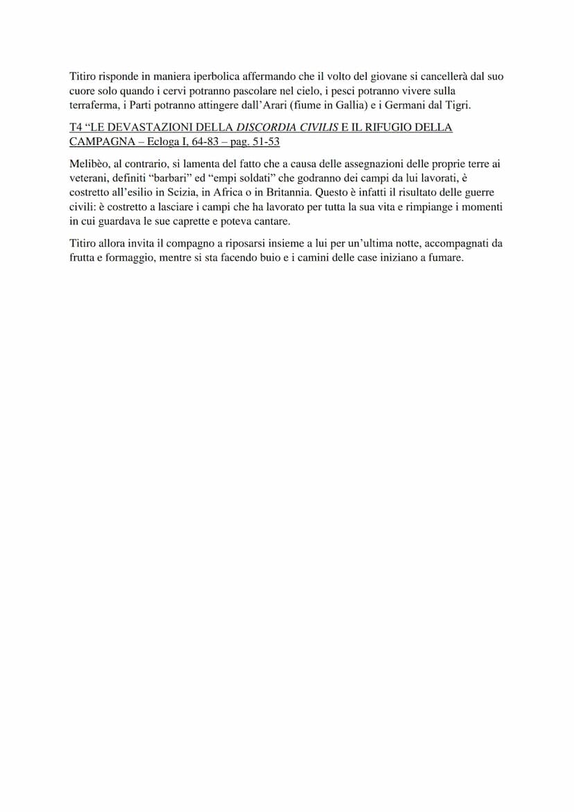 VIRGILIO: BUCOLICHE - ECLOGA I
Secondo la struttura delle Bucoliche di Virgilio, l'Ecloga I, essendo dispari, ha forma
dialogica: il pastore