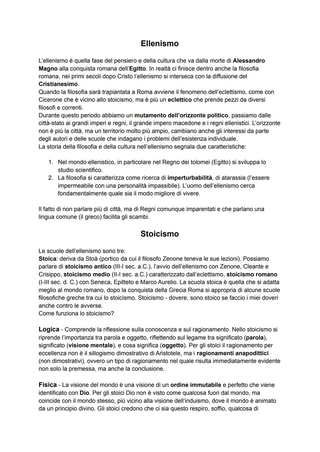 Ellenismo
L'ellenismo è quella fase del pensiero e della cultura che va dalla morte di Alessandro
Magno alla conquista romana dell'Egitto. I