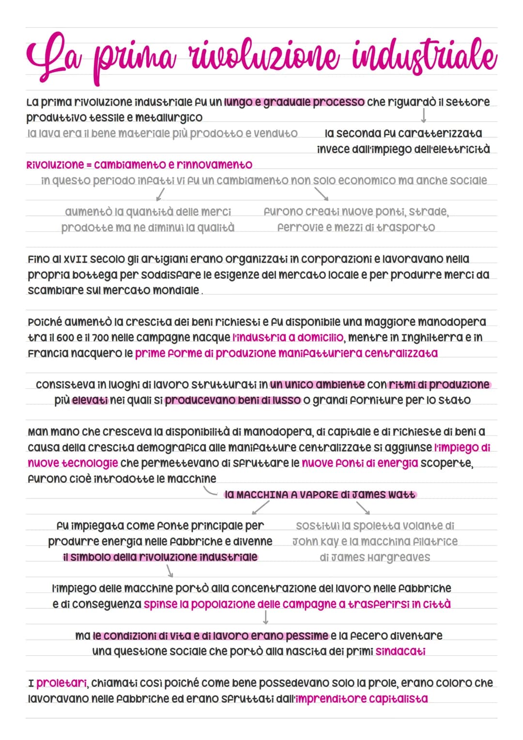 La prima rivoluzione industriale
La prima rivoluzione industriale fu un lungo e graduale processo che riguardò il settore
produttivo tessile
