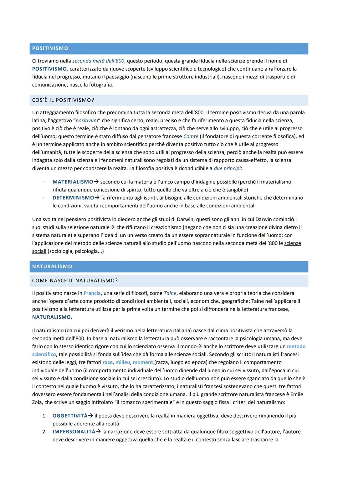 POSITIVISMO
Ci troviamo nella seconda metà dell'800, questo periodo, questa grande fiducia nelle scienze prende il nome di
POSITIVISMO, cara