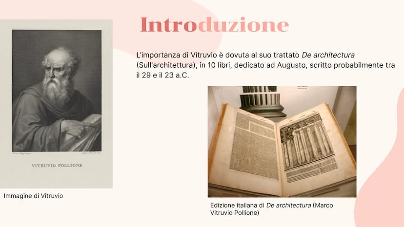 Gli ordini
architettonici
Anna Adani e Giorgia Giacobazzi VITRUVIO POLLIONE
Immagine di Vitruvio
Introduzione
L'importanza di Vitruvio è dov