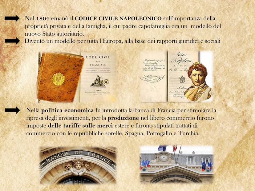 L' EPOCA
NAPOLEONICA
1799-1815 Per ristabilire la situazione francese il direttorio intraprese una linea
moderna che comprendeva l'abolizion