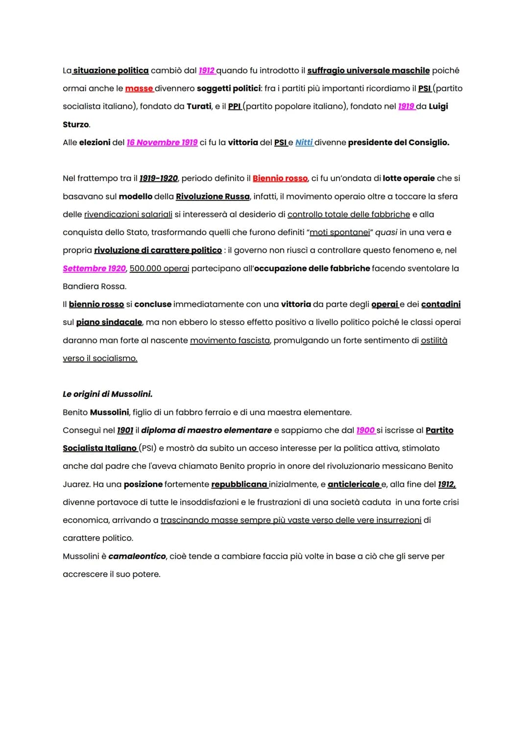 Le origini del Fascismo.
Possiamo definire il 1900 il "secolo dei totalitarismi":
sistema comunista,
● sistema nazional socialista con Hilte