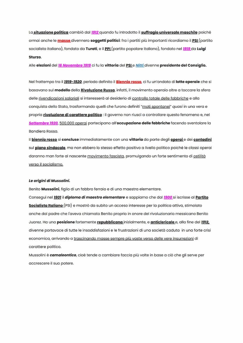 Le origini del Fascismo.
Possiamo definire il 1900 il "secolo dei totalitarismi":
sistema comunista,
● sistema nazional socialista con Hilte