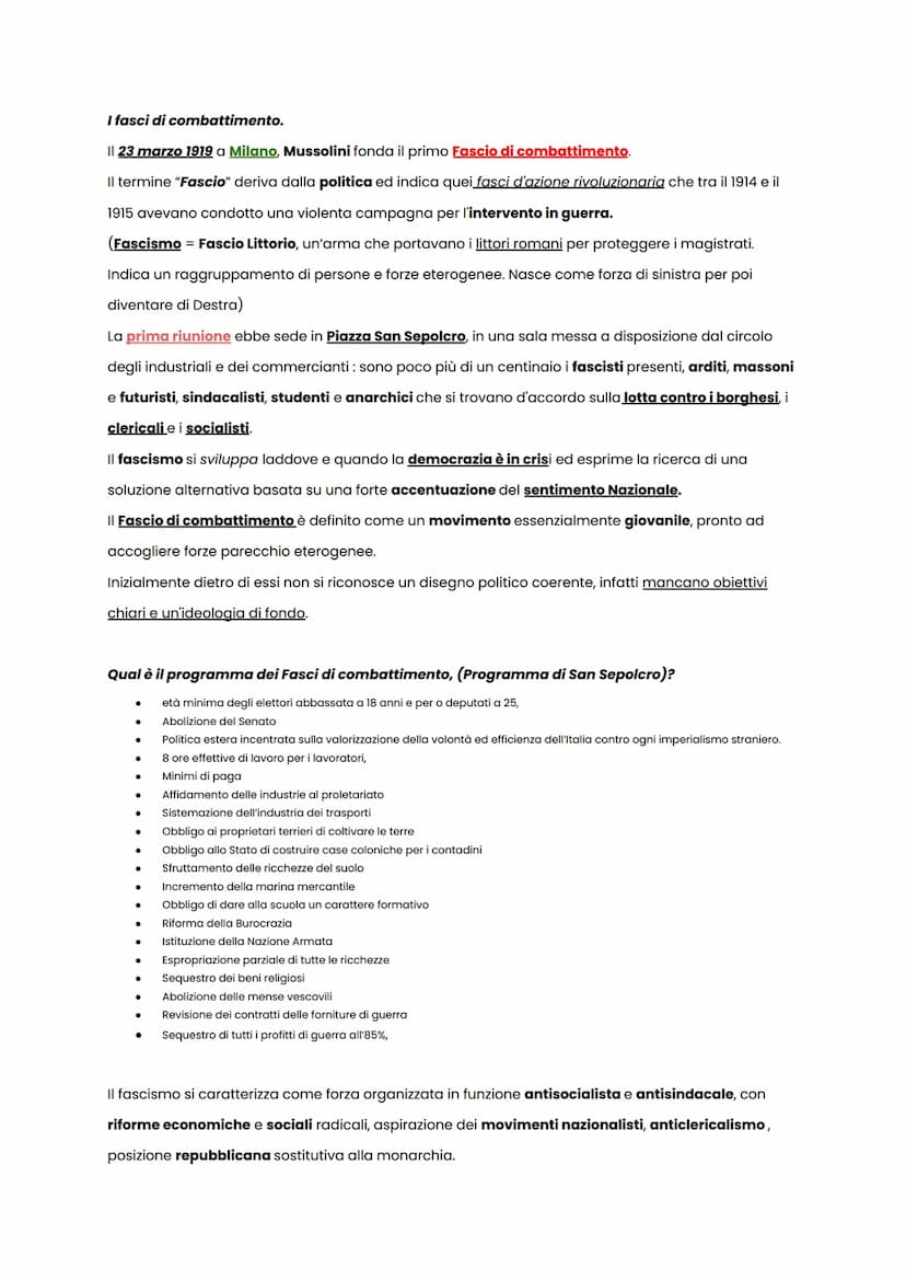 Le origini del Fascismo.
Possiamo definire il 1900 il "secolo dei totalitarismi":
sistema comunista,
● sistema nazional socialista con Hilte