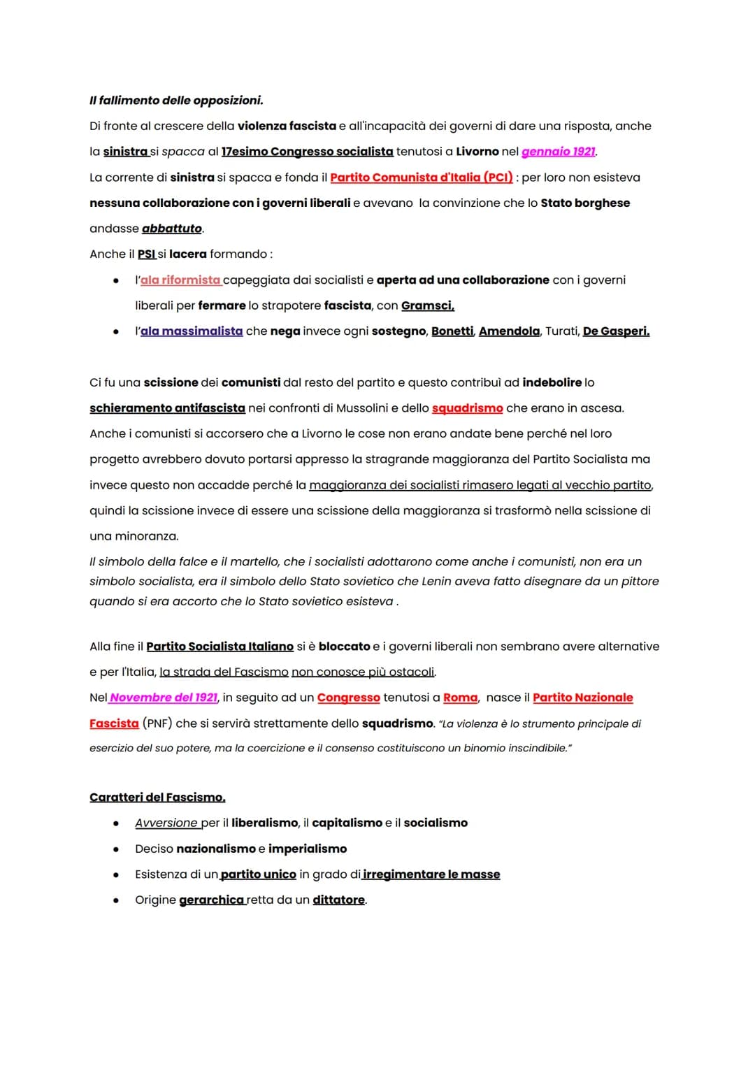 Le origini del Fascismo.
Possiamo definire il 1900 il "secolo dei totalitarismi":
sistema comunista,
● sistema nazional socialista con Hilte