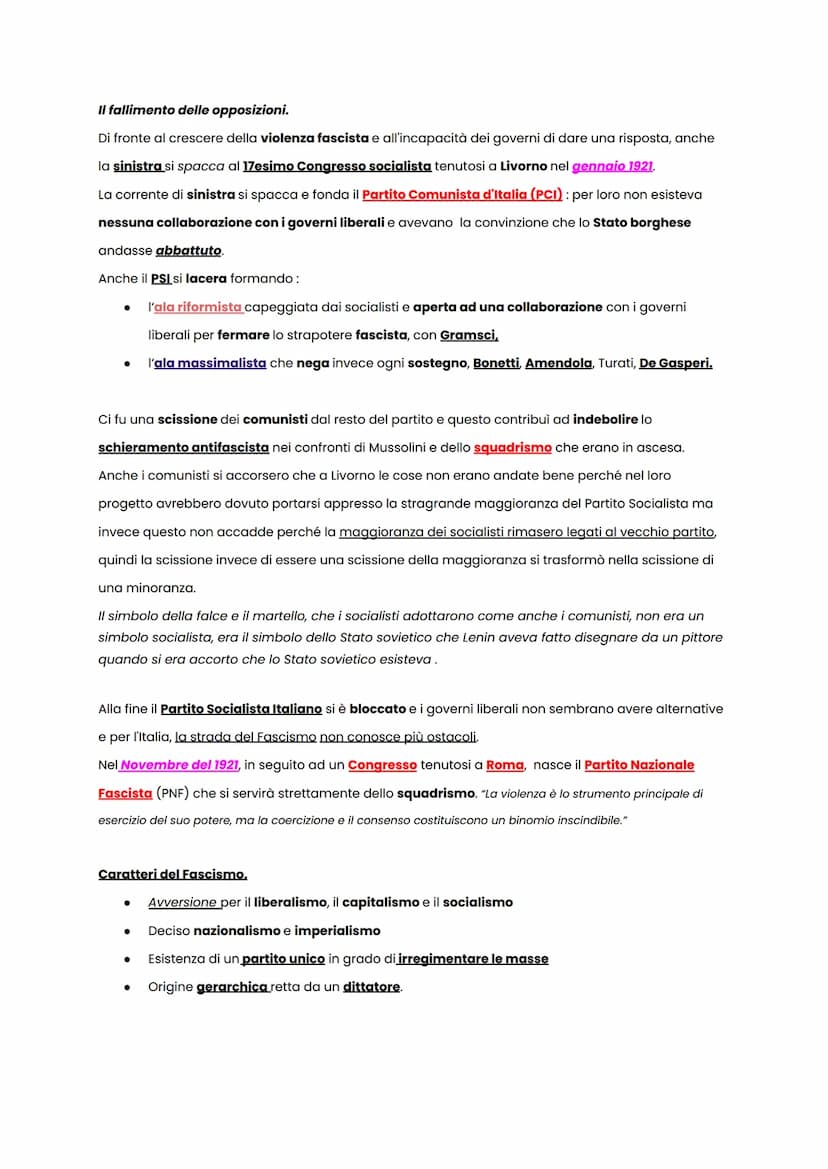 Le origini del Fascismo.
Possiamo definire il 1900 il "secolo dei totalitarismi":
sistema comunista,
● sistema nazional socialista con Hilte