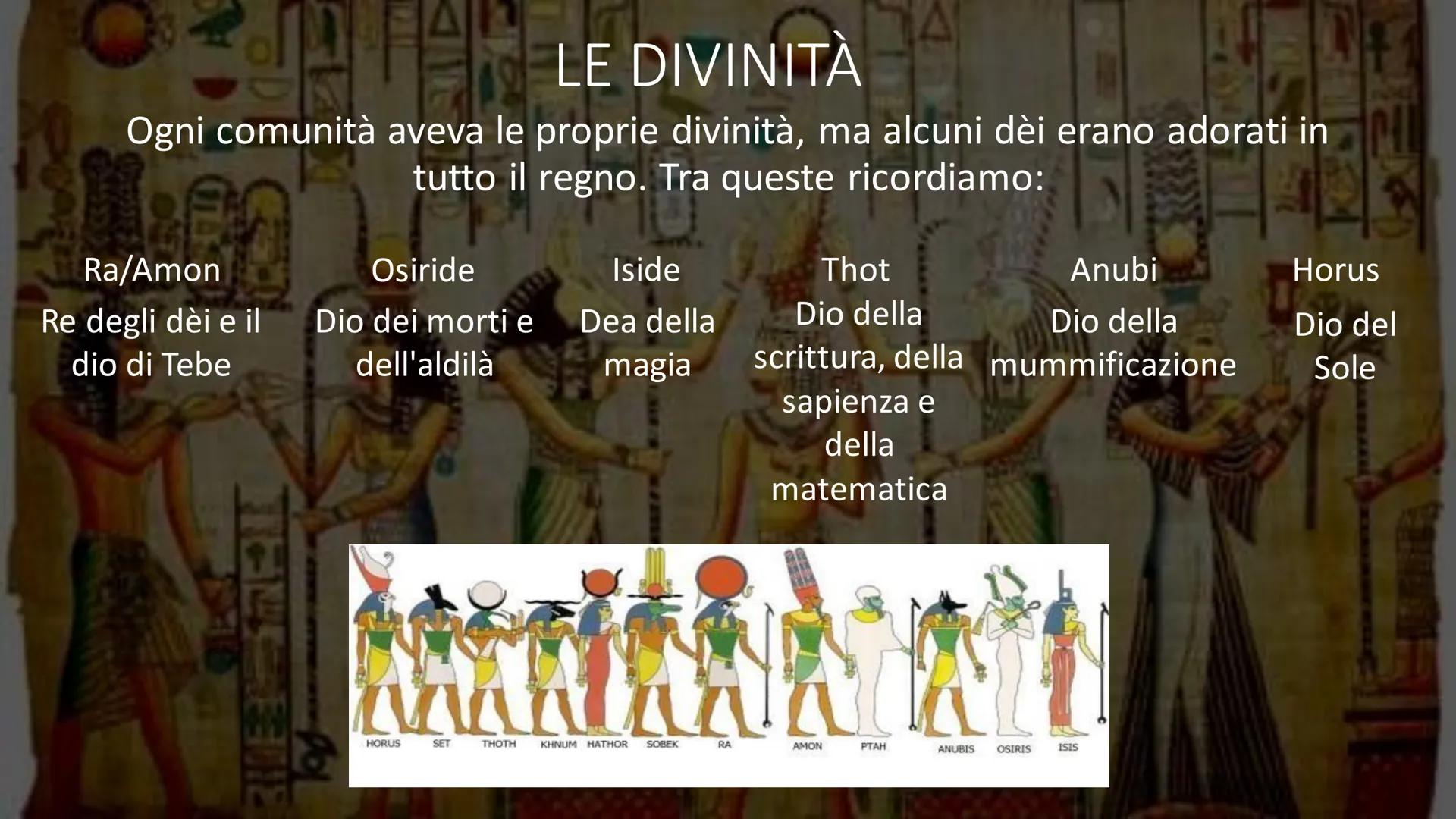 # LA RELIGIONE EGIZIA

E L'IMBALSAMAZIONE # LA RELIGIONE

Gli antichi Egizi erano politeisti, dunque adoravano più divinità, che
erano:

Ant