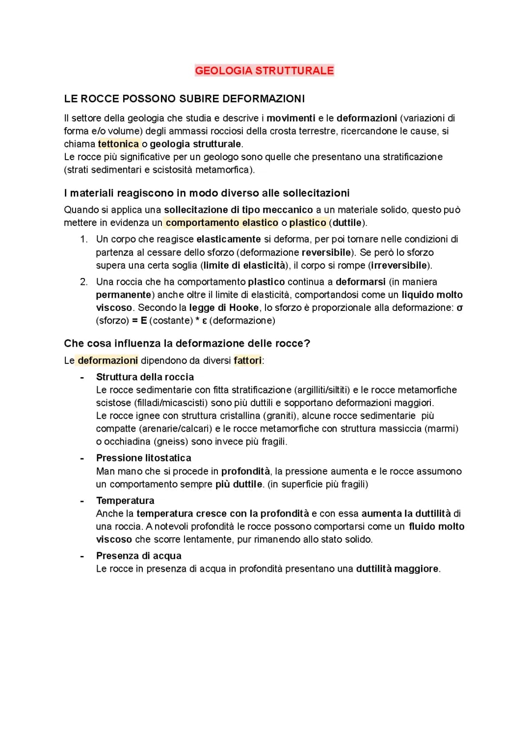 Geologia Strutturale: Libro in PDF e Riassunto Terremoti