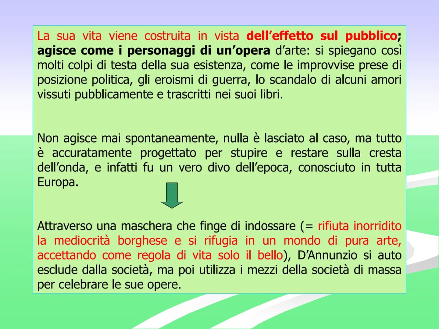 Gabriele
D'Annunzio
Gabriele d'Annunzio nasce a Pescara nel
1863, fu poeta, scrittore, combattente.
Personaggio imprevedibile, uomo di vizi 