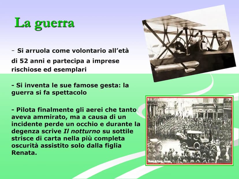 Gabriele
D'Annunzio
Gabriele d'Annunzio nasce a Pescara nel
1863, fu poeta, scrittore, combattente.
Personaggio imprevedibile, uomo di vizi 