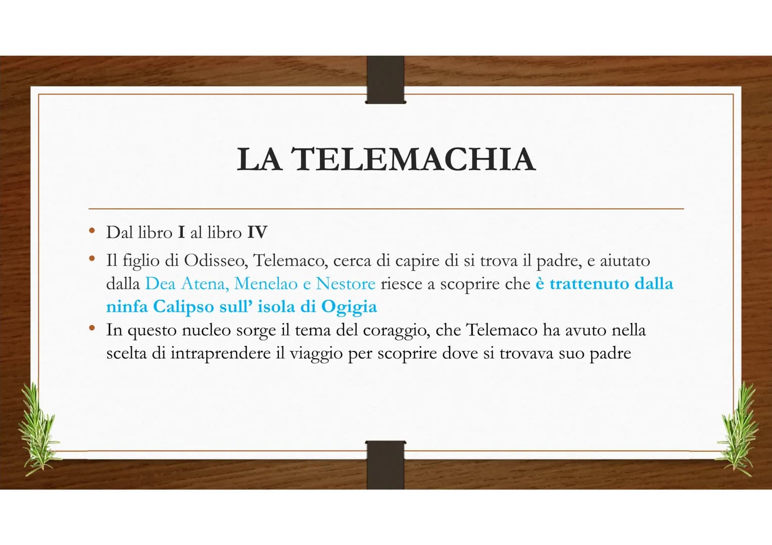 L'ODISSEA ●
CHE COS' E' L'ODISSEA?
L'Odissea è un Poema epico composto da 24 libri e scritto da Omero in versi esametri
Il protagonista è Od
