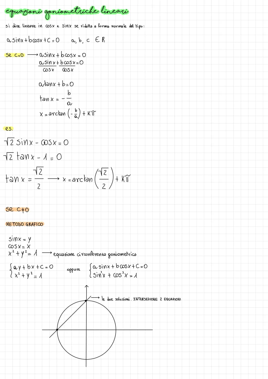 Equazioni goniometriche
Un 'equazione si dice goniometrica quando l'incognita compare come argomento di una o
sinx: K
COSYEk tonx=K
sinx = K