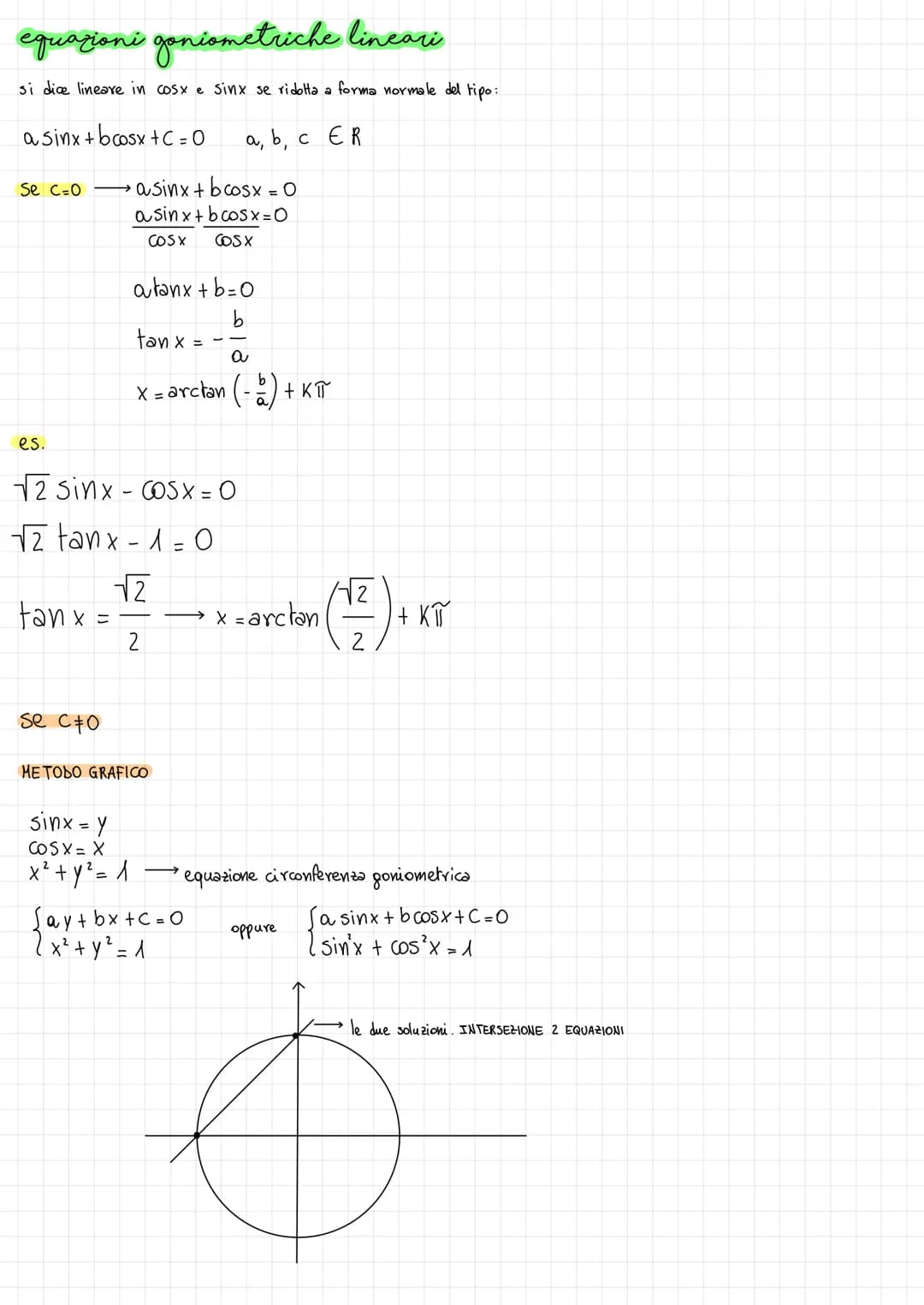 Equazioni goniometriche
Un 'equazione si dice goniometrica quando l'incognita compare come argomento di una o
sinx: K
COSYEk tonx=K
sinx = K