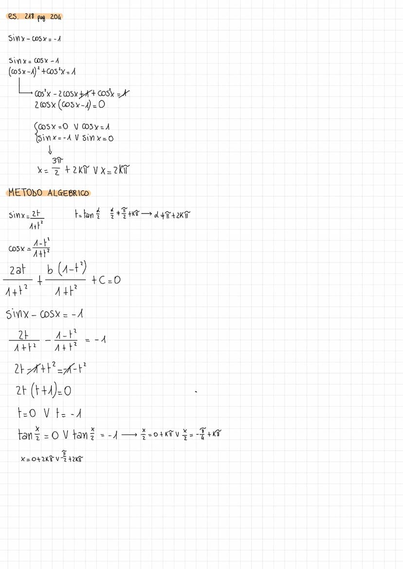 Equazioni goniometriche
Un 'equazione si dice goniometrica quando l'incognita compare come argomento di una o
sinx: K
COSYEk tonx=K
sinx = K