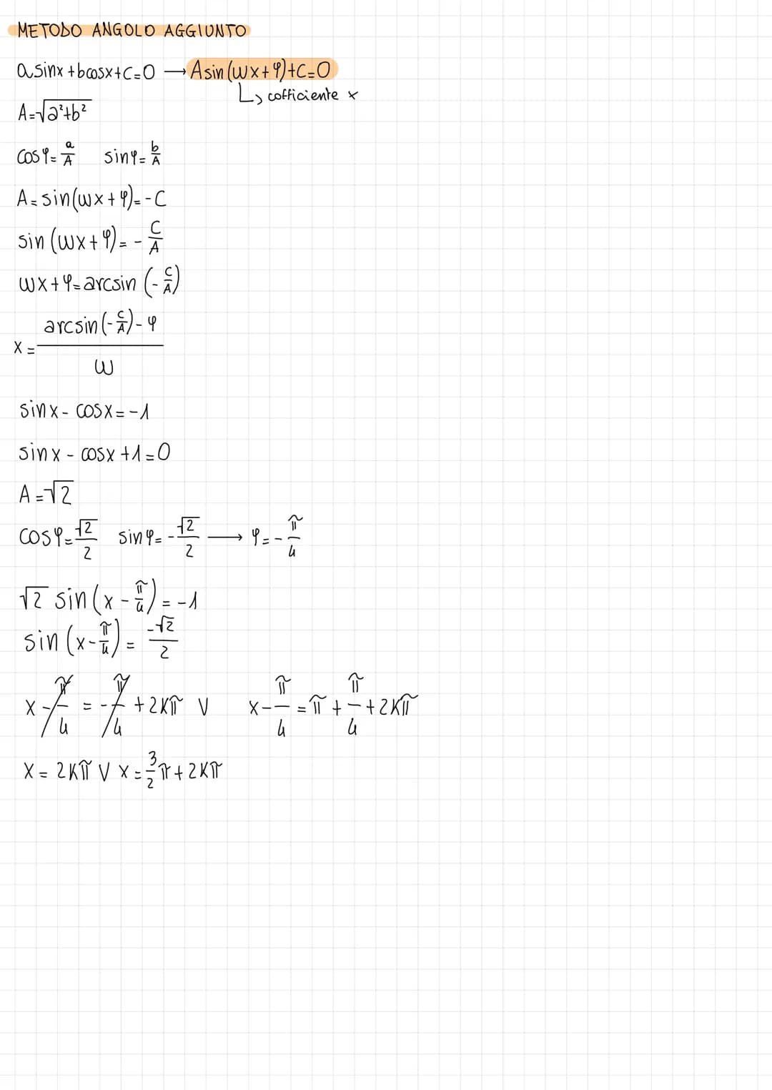 Equazioni goniometriche
Un 'equazione si dice goniometrica quando l'incognita compare come argomento di una o
sinx: K
COSYEk tonx=K
sinx = K