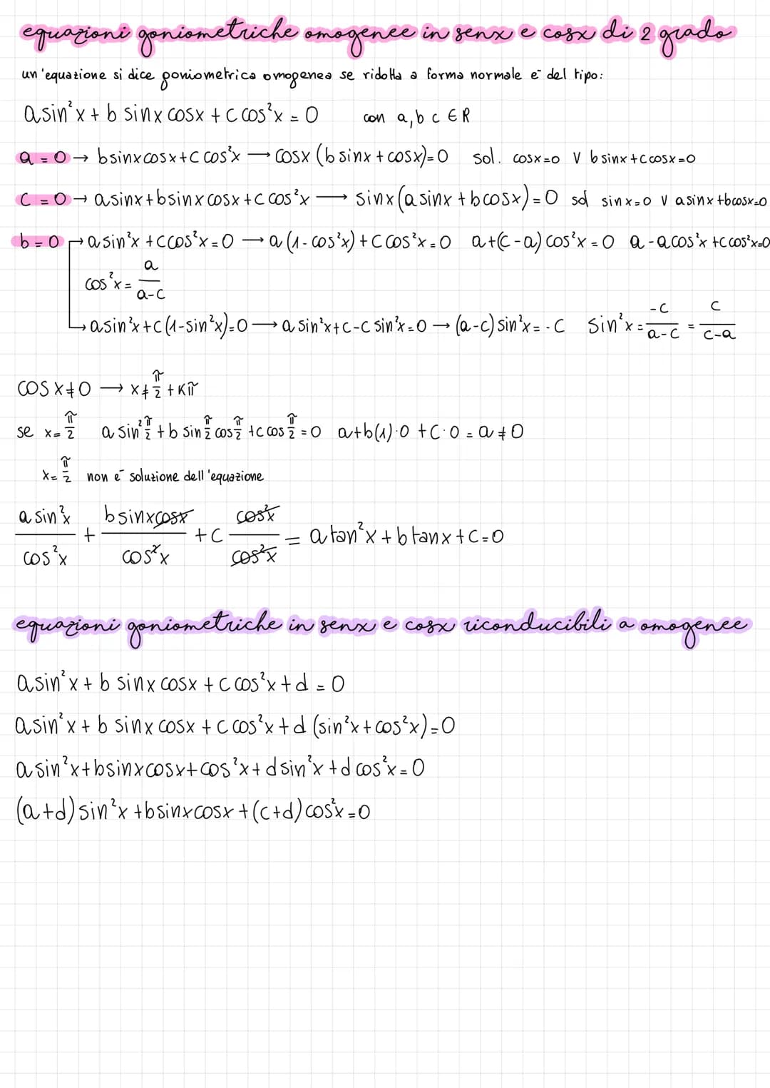 Equazioni goniometriche
Un 'equazione si dice goniometrica quando l'incognita compare come argomento di una o
sinx: K
COSYEk tonx=K
sinx = K