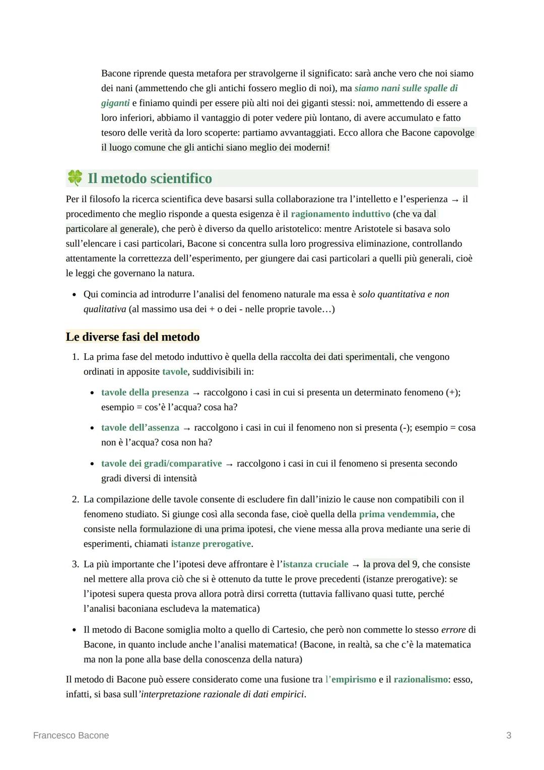 Francesco Bacone
I caratteri generali dell'opera di Bacone
Bacone è il primo a ritenere che l'obiettivo della scienza sia quello di imporre 