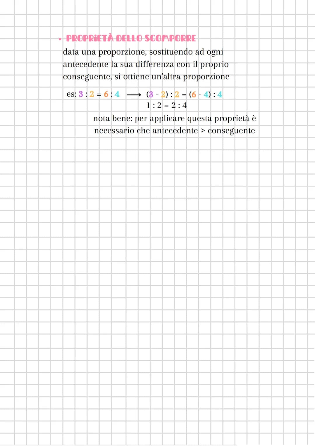 RAPPORTI E PROPORZIONI
dati due numeri a e b, con b diverso da 0, si dice
rapporto di a rispetto a b il quoziente tra a e b
antecedente
→ co