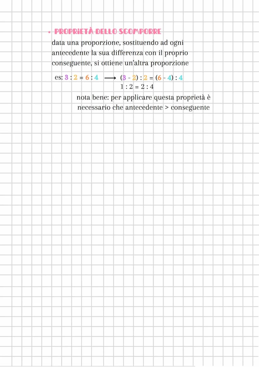RAPPORTI E PROPORZIONI
dati due numeri a e b, con b diverso da 0, si dice
rapporto di a rispetto a b il quoziente tra a e b
antecedente
→ co