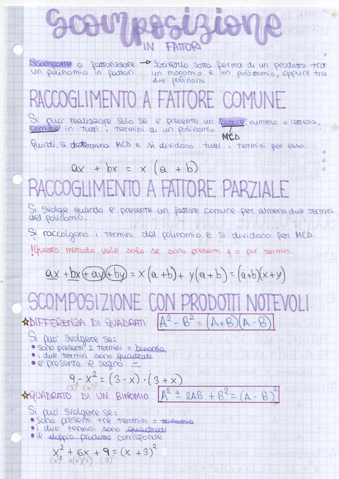 Scomposizione di un polinomio in fattori
