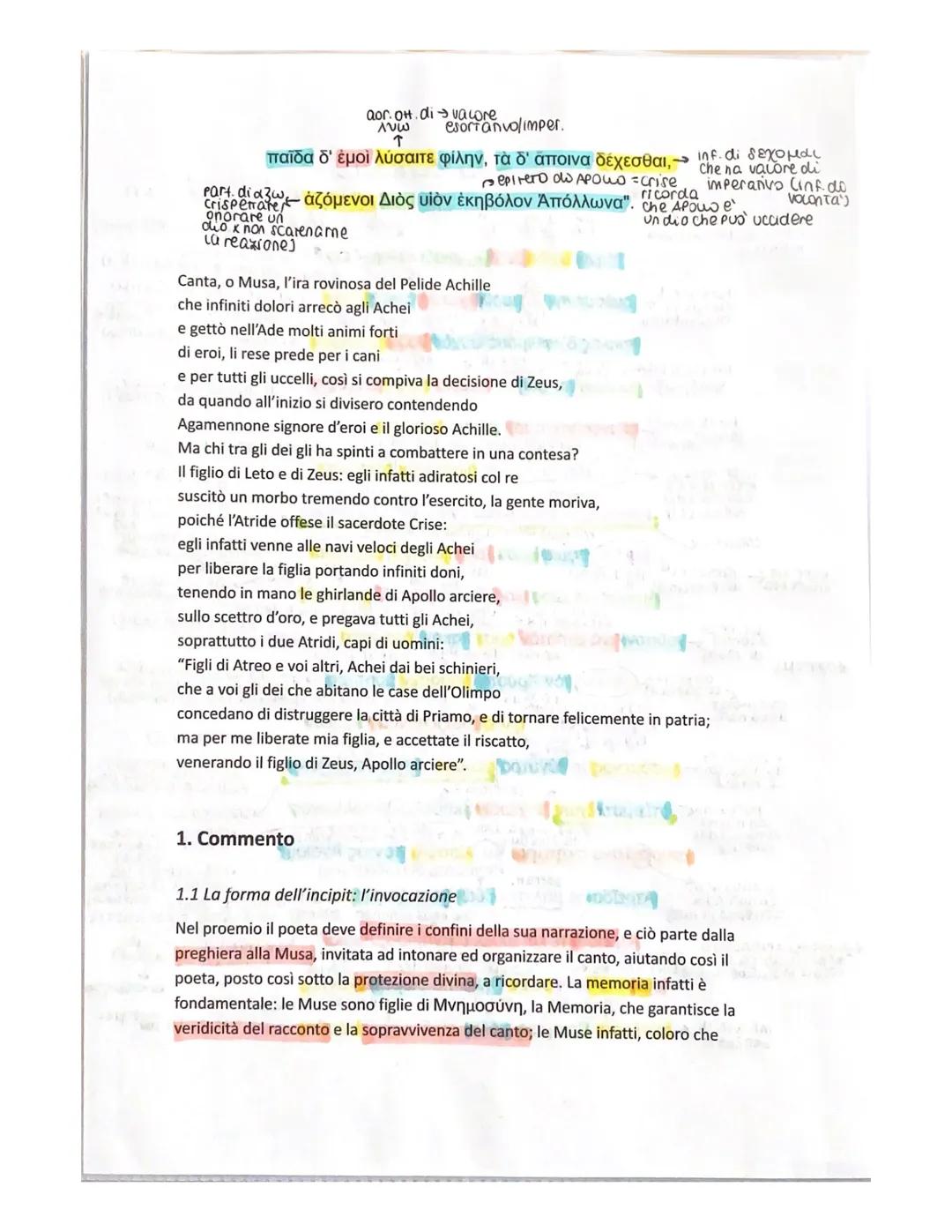 *3 gen.d: un tema in -nF1-F
catic Αχιλλέως) i
AO AA e dovuto alla
metrica
esprime particella
Sicurezza asseverativa
κορνυμι
Proemio dellelli