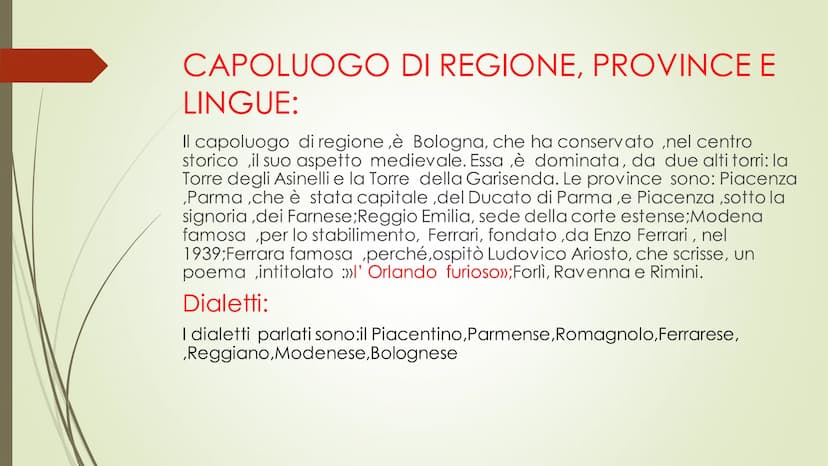 L' EMILIA ROMAGNA
-
Autore: Cimmino Alessio. I CONFINI:
L' Emilia Romagna, è una
regione, dell'Italia
settentrionale.Confina: a
nord ,con Lo