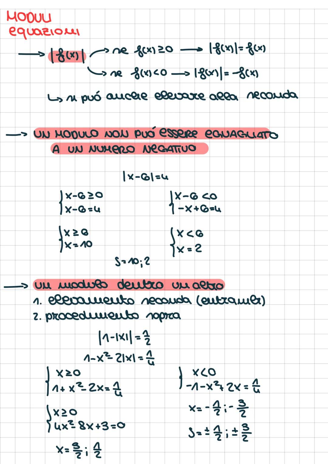 MODUU
equazioni
18(x))
1-8(x)] = f(x)
ne f(x) 20
ne f(x) <O> 18(x)/= 8(x)
выко
Ls n può anche elevare alla seconda
UN MODULO NON può essere 