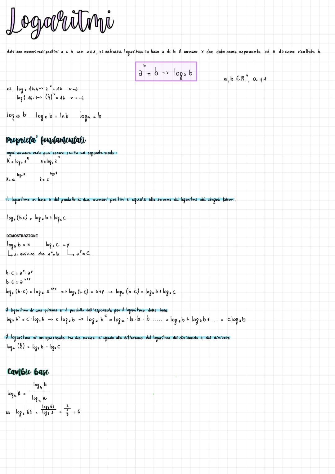 
<p>The definition of a logarithm in mathematics is the number x that, when used as an exponent to the base a, results in b. For example, if