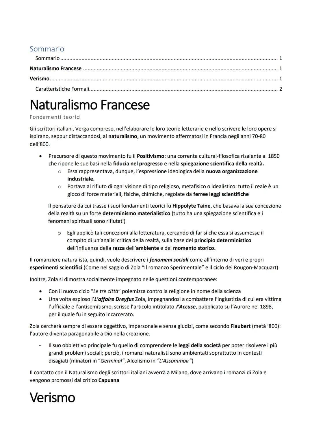 Sommario
Sommario
Naturalismo Francese
Verismo...
Caratteristiche Formali..
Naturalismo Francese
Fondamenti teorici
Gli scrittori italiani, 