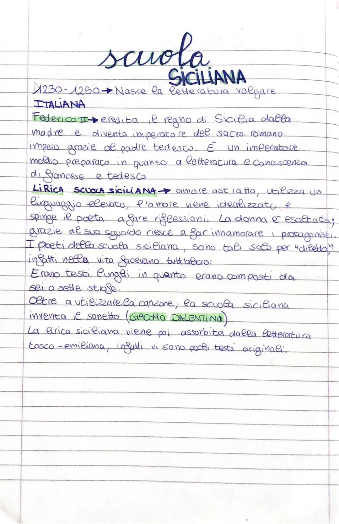 scuola.
SICILIANA
230-1250 Nasce la letteratura volgare
ITALIANA
madre
e
Federico II eredita il regno di Sicilia dalla
diventa imperatore de