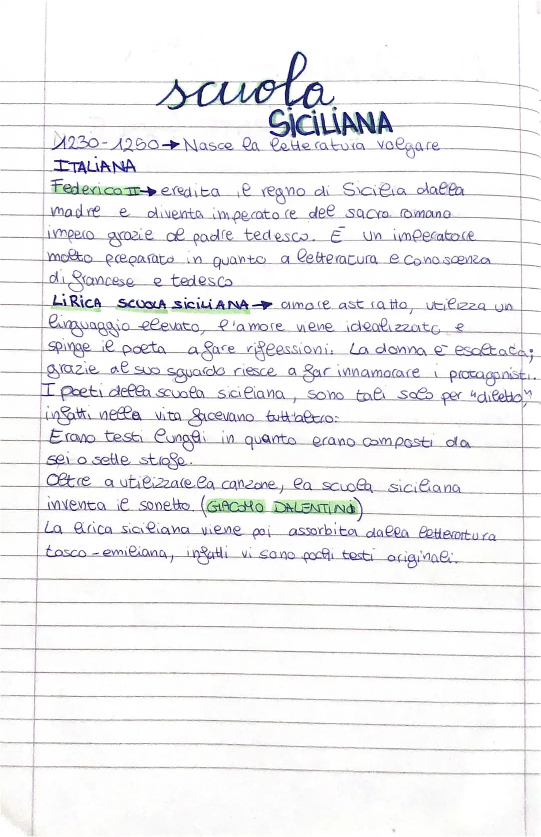 scuola.
SICILIANA
230-1250 Nasce la letteratura volgare
ITALIANA
madre
e
Federico II eredita il regno di Sicilia dalla
diventa imperatore de