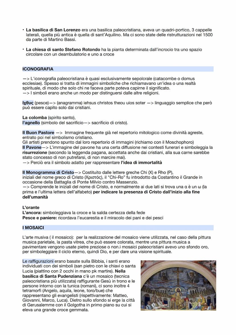 APPUNTI DI STORIA DELL'ARTE
L'arte paleocristiana
Medioevo: età di mezzo tra l'età classica e il rinascimento, si divide in 2 periodi:
- Alt