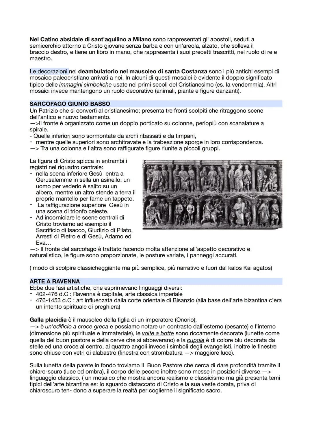 APPUNTI DI STORIA DELL'ARTE
L'arte paleocristiana
Medioevo: età di mezzo tra l'età classica e il rinascimento, si divide in 2 periodi:
- Alt