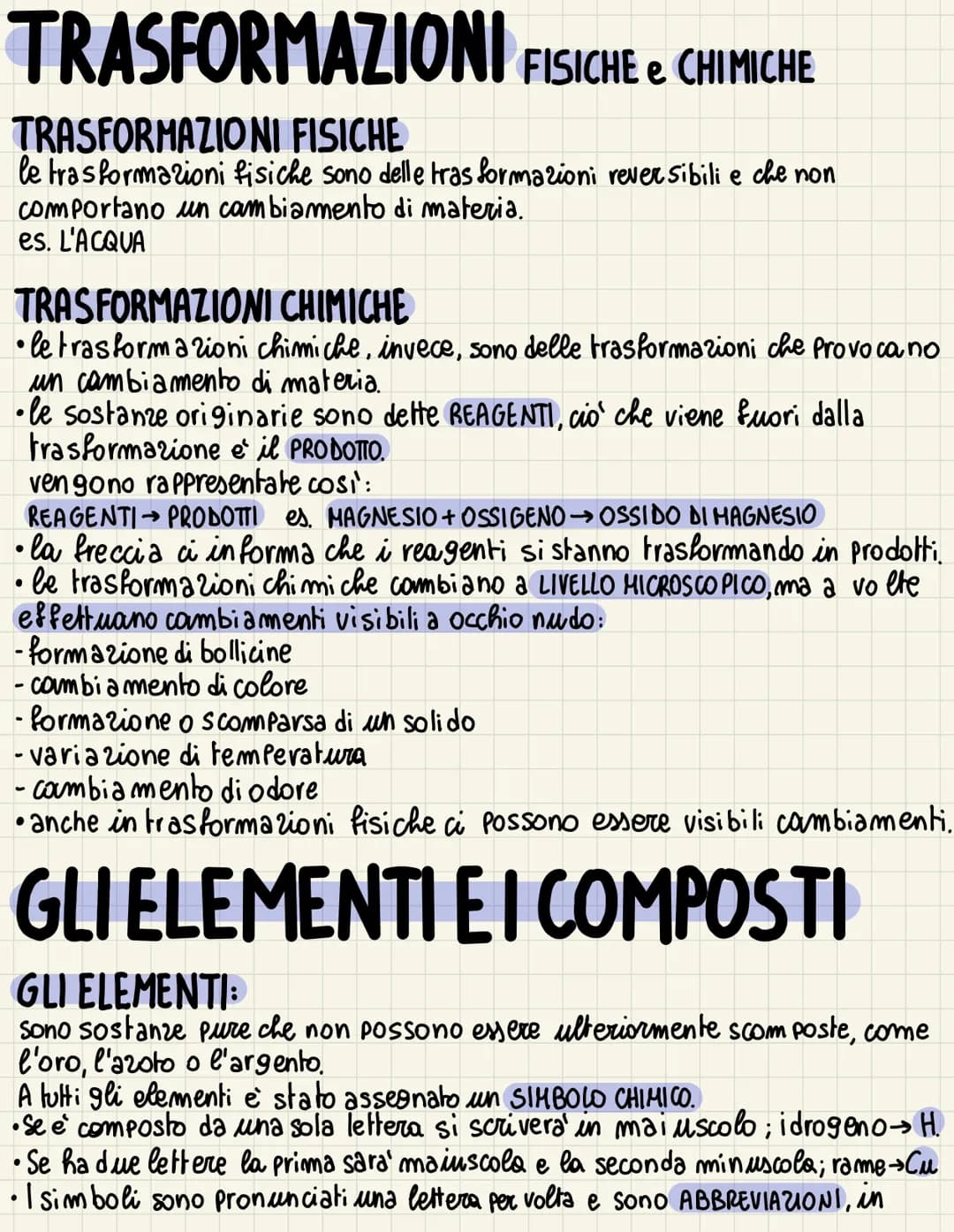 TRASFORMAZIONI FISICHE & CHIMICHE
e
TRASFORMAZIONI FISICHE
le trasformazioni fisiche sono delle trasformazioni reversibili e che non
Icompor