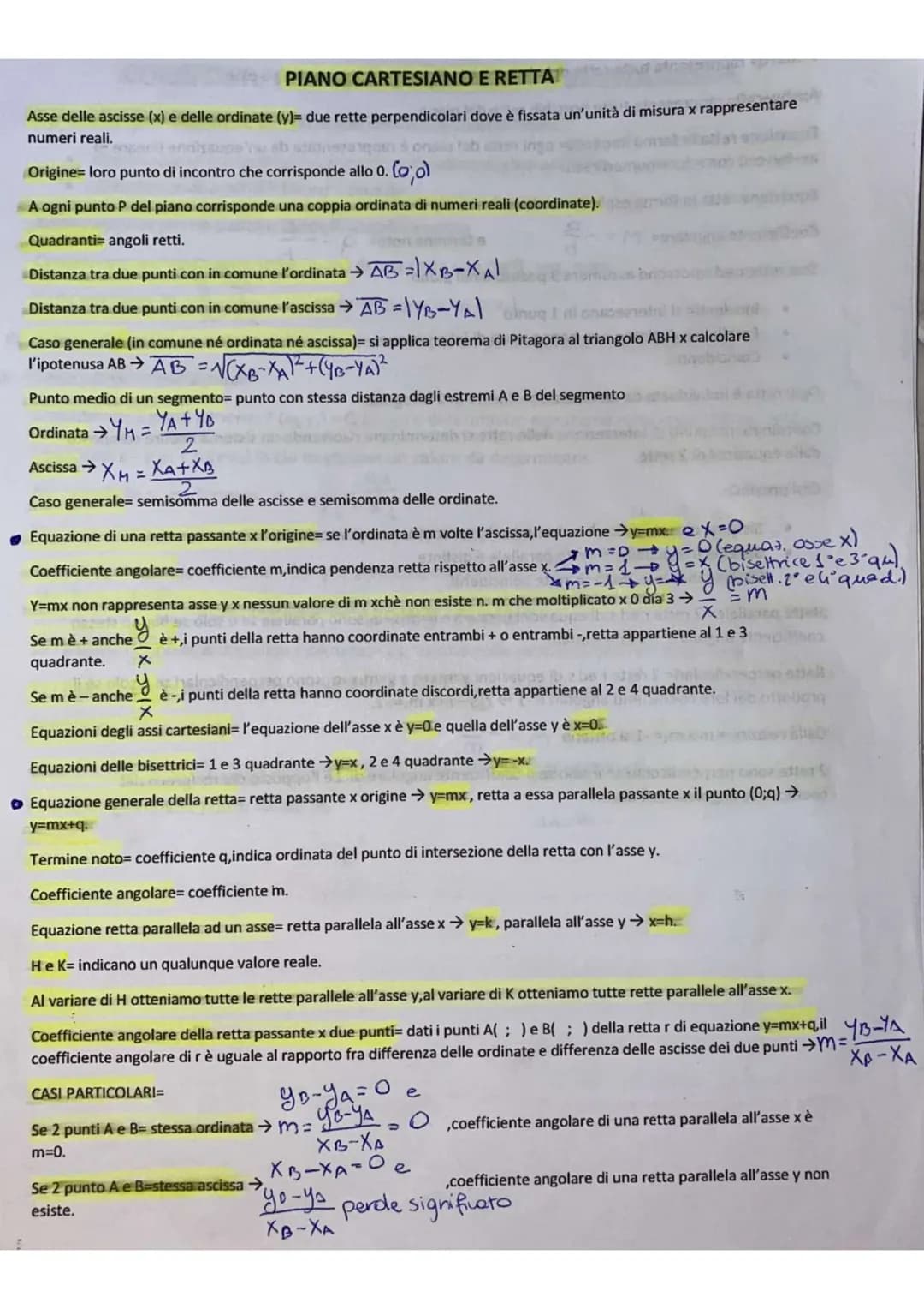 APIANO CARTESIANO E RETTA
Asse delle ascisse (x) e delle ordinate (y)= due rette perpendicolari dove è fissata un'unità di misura x rapprese