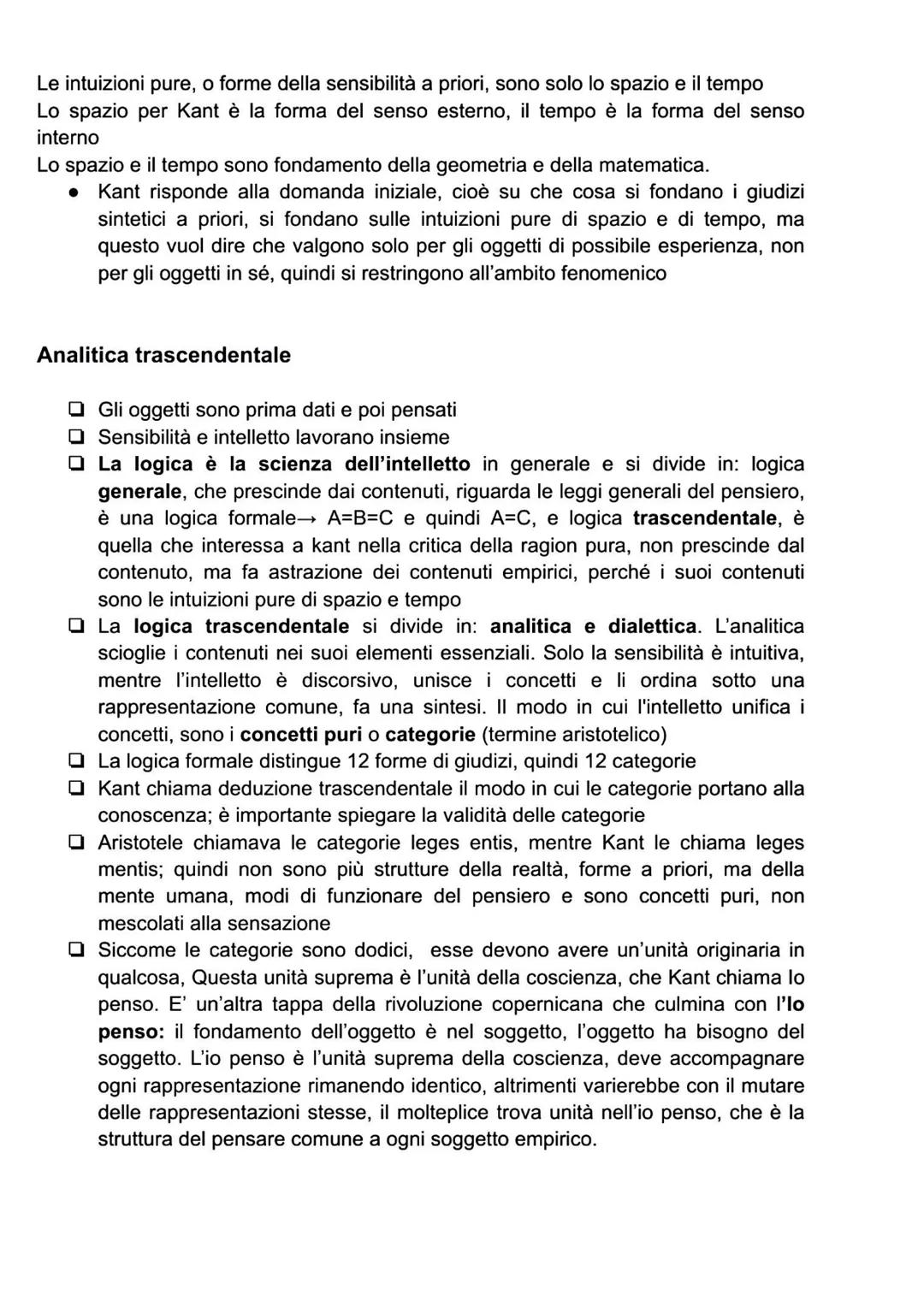 La grande luce del 1769
1. Kant vuole stabilire la differenza tra conoscenza sensibile e conoscenza
intelligibile
2. La prima è costituita d