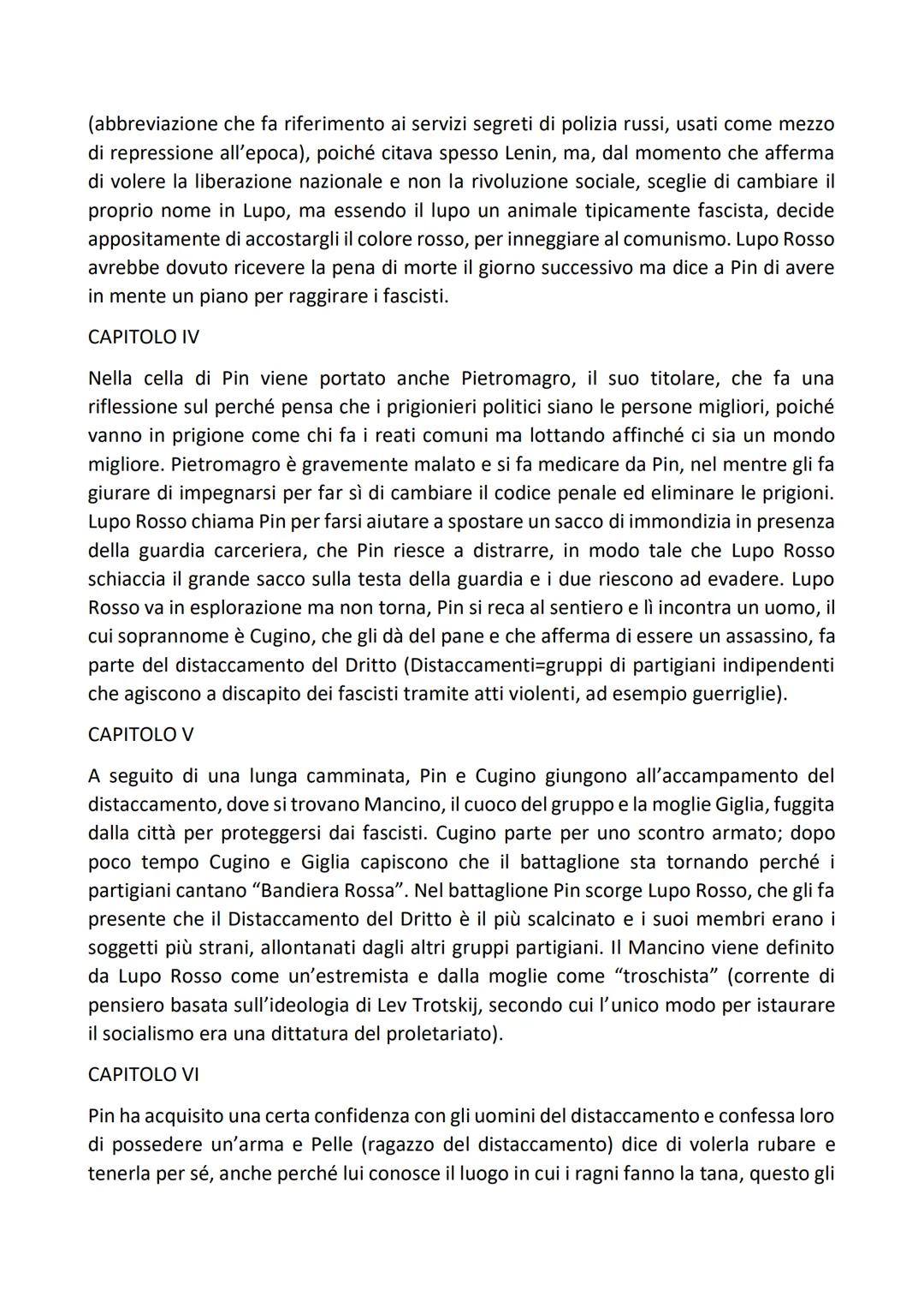 IL SENTIERO DEI NIDI DI RAGNO - RIASSUNTO PER CAPITOLI
CAPITOLO I
Pin è il protagonista, un bambino orfano in quanto la madre è morta e il p