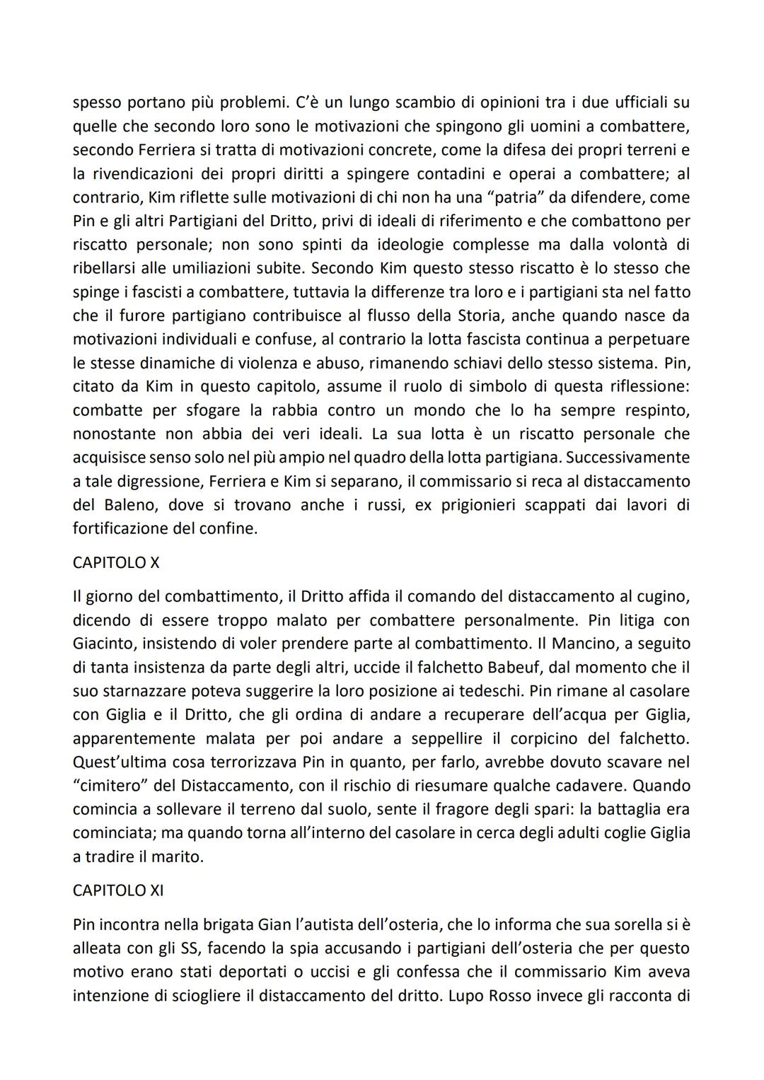 IL SENTIERO DEI NIDI DI RAGNO - RIASSUNTO PER CAPITOLI
CAPITOLO I
Pin è il protagonista, un bambino orfano in quanto la madre è morta e il p
