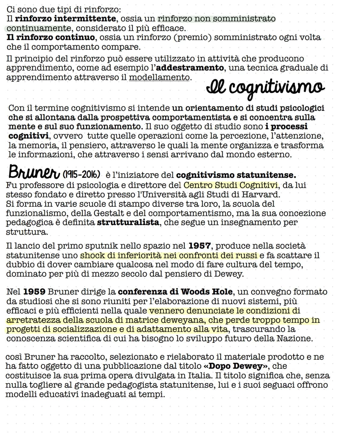 PSICOPEDAGOGIA
STATUNITENSE
Il comportamentismo si contrappone a tutte le impostazioni che
ricorrono all'introspezione e cerca di interpreta