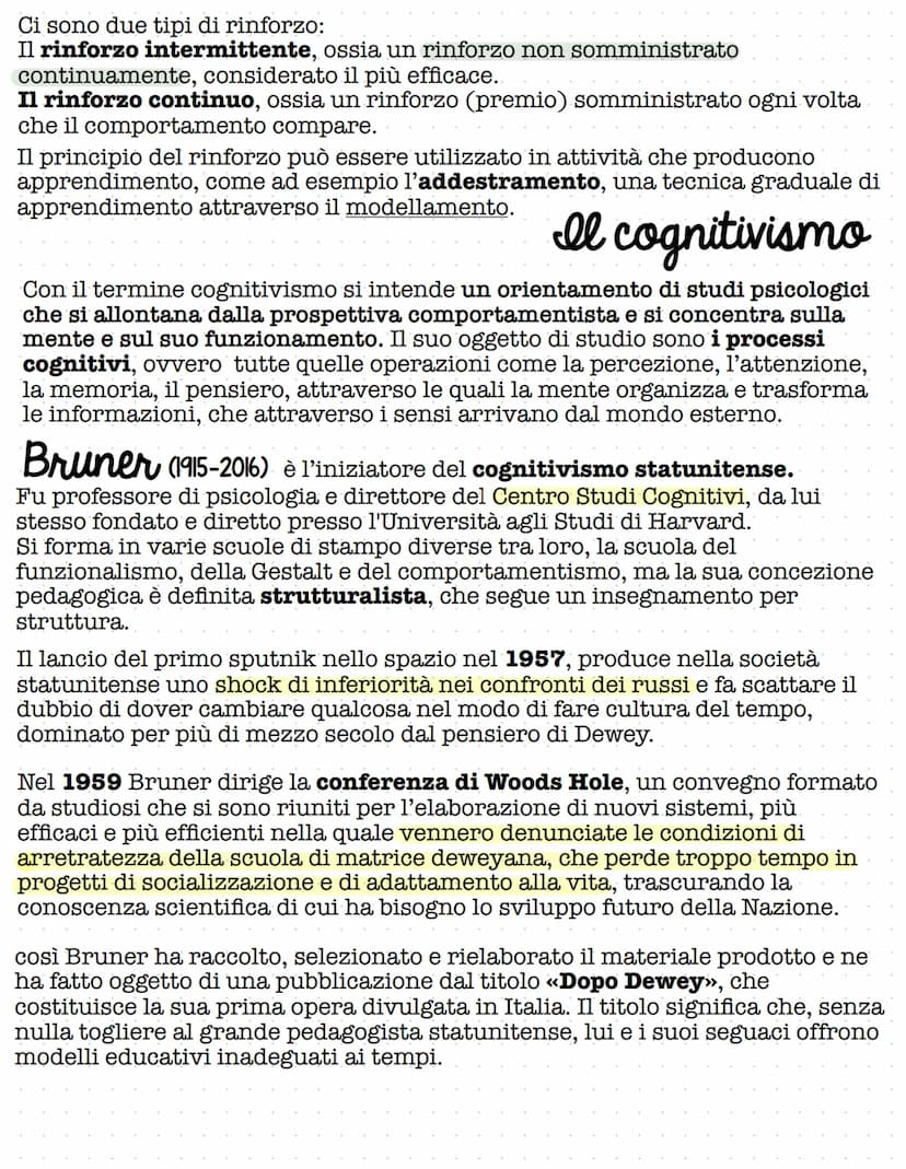 PSICOPEDAGOGIA
STATUNITENSE
Il comportamentismo si contrappone a tutte le impostazioni che
ricorrono all'introspezione e cerca di interpreta
