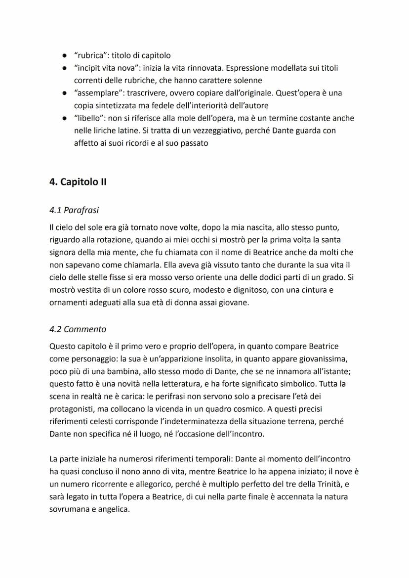 3. Il proemio
Vita Nova, Dante Alighieri
3.1 Commento
Il primo paragrafo è il proemio dell'opera, in cui Dante illustra i motivi per cui ha
