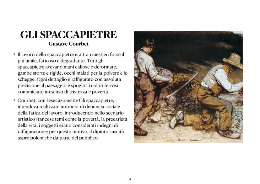 REALISMO
Movimento artistico che ha come obiettivo la rappresentazione oggettiva della realtà e in particolare la vita delle classi
sociali 