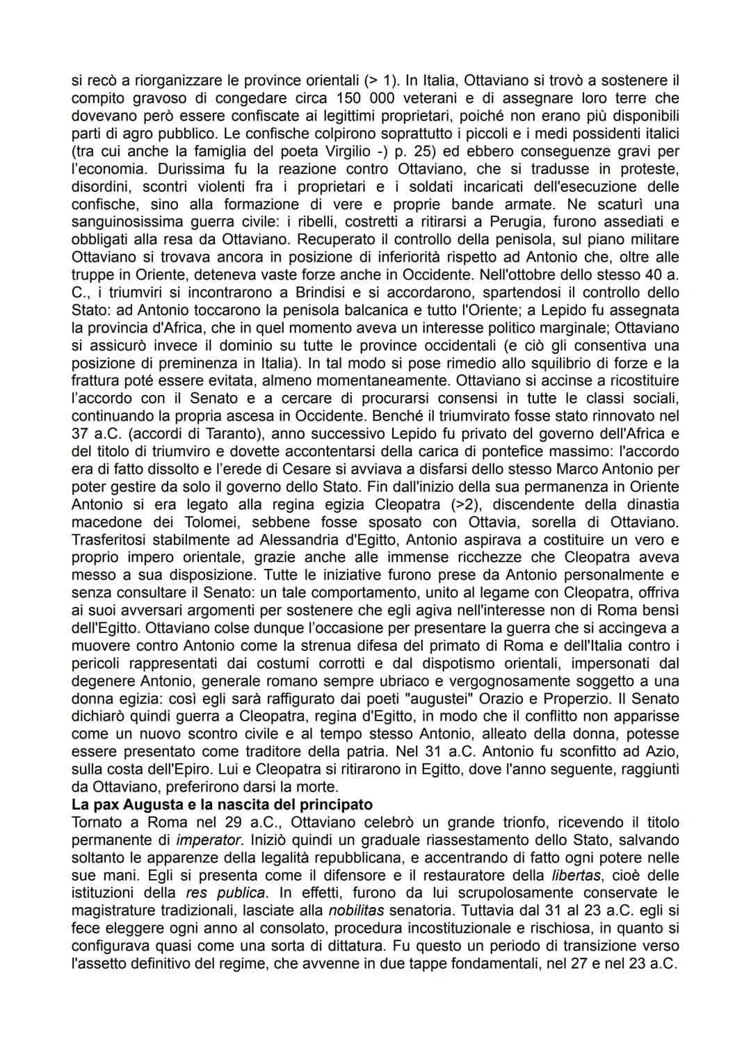 VIRGILIO
IL CONTESTO STORICO
L"età di Augusto"
Chiamiamo "età di Augusto" il periodo successivo alla battaglia di Azio (31 a.C.), che vide
i