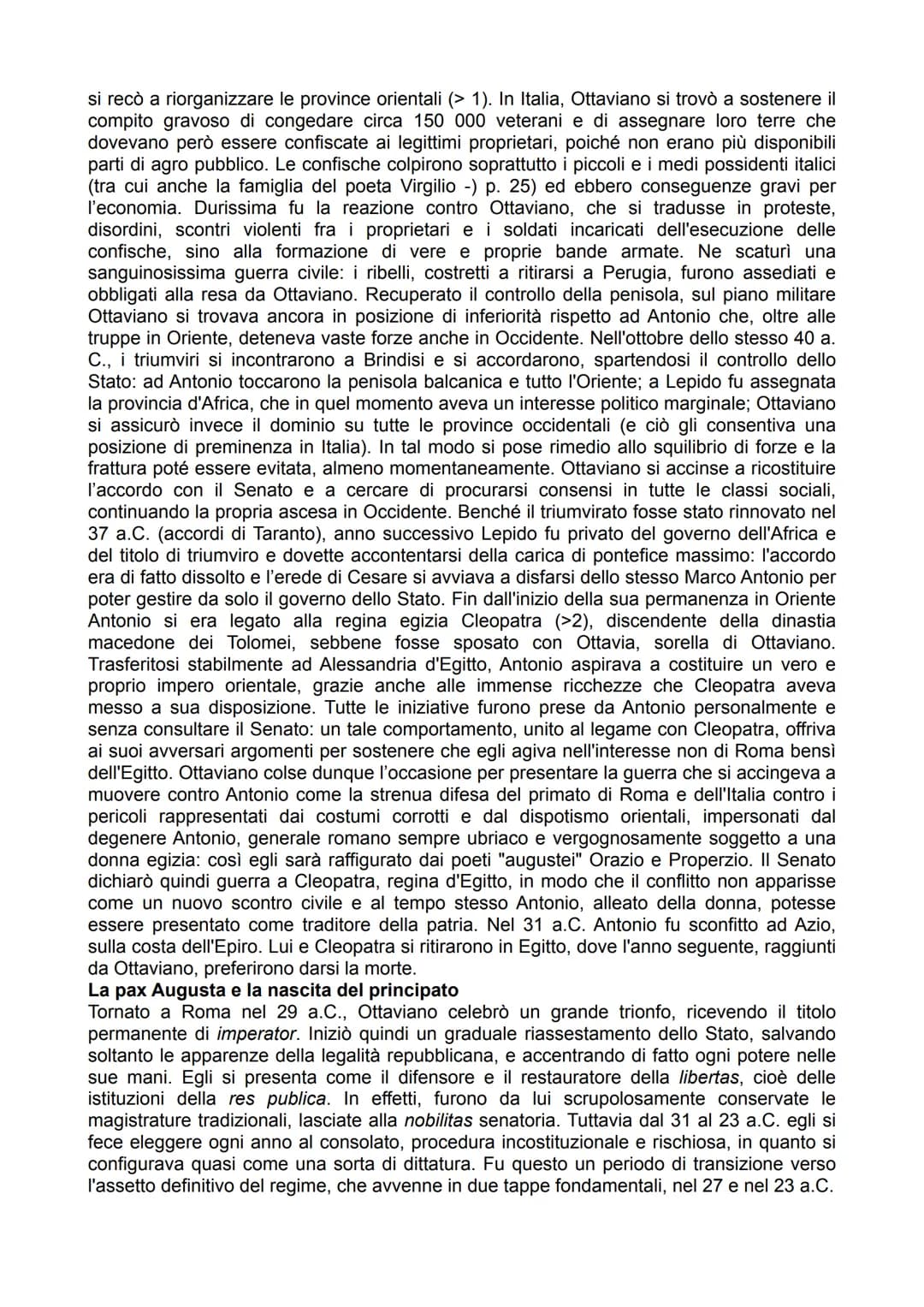 VIRGILIO
IL CONTESTO STORICO
L"età di Augusto"
Chiamiamo "età di Augusto" il periodo successivo alla battaglia di Azio (31 a.C.), che vide
i